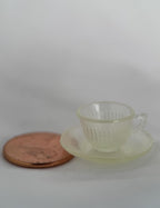 Faux Uranium Glass Miniature Teacup and Saucer